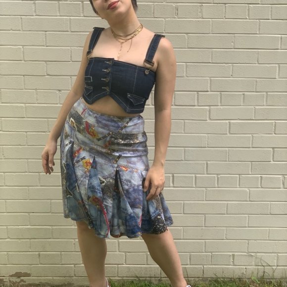 Vintage Asymmetric Pleated Skirt - Picture 2 of 6